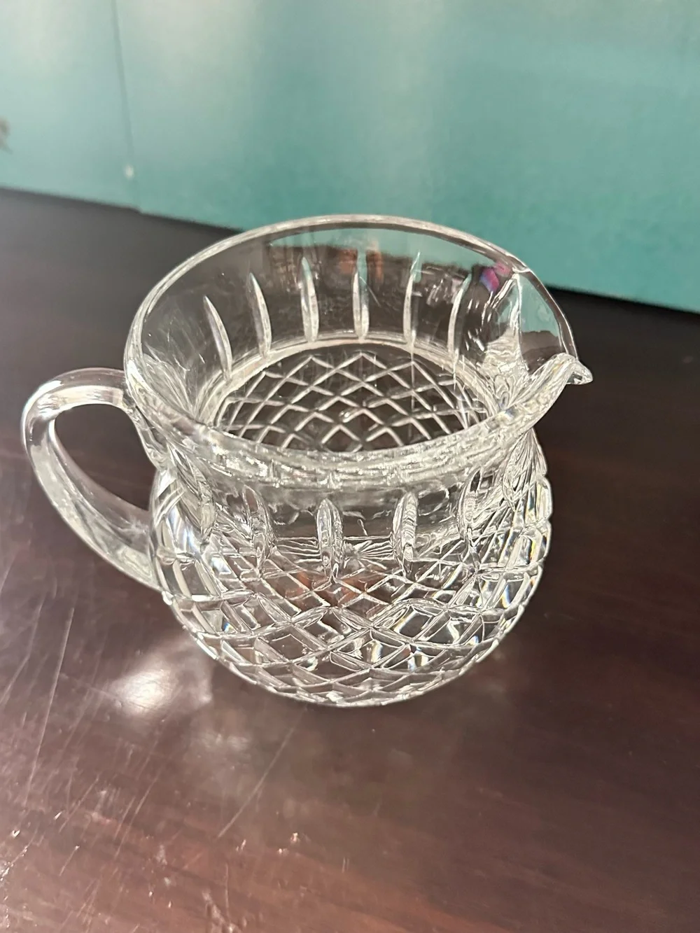 Clear Glass Diamond-Cut Pitcher